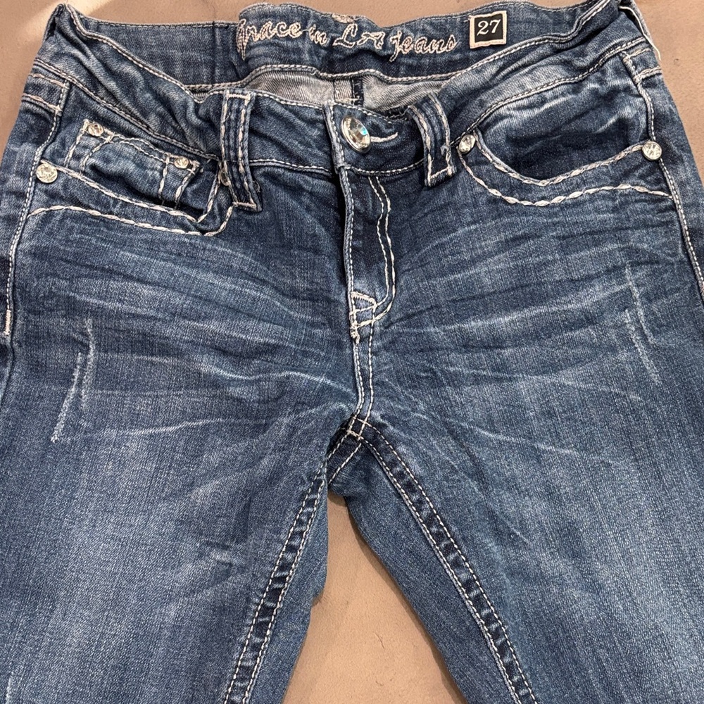 Grace in LA Women's Dark Blue Skinny Jeans